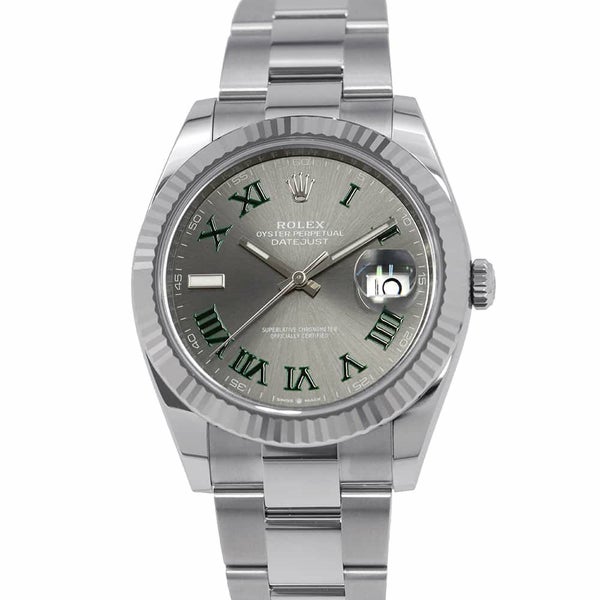 ロレックス デイトジャスト41 SS/K18WG ランダムシリアル ルーレット 126334 ROLEX 腕時計 スレート文字盤 ローマン