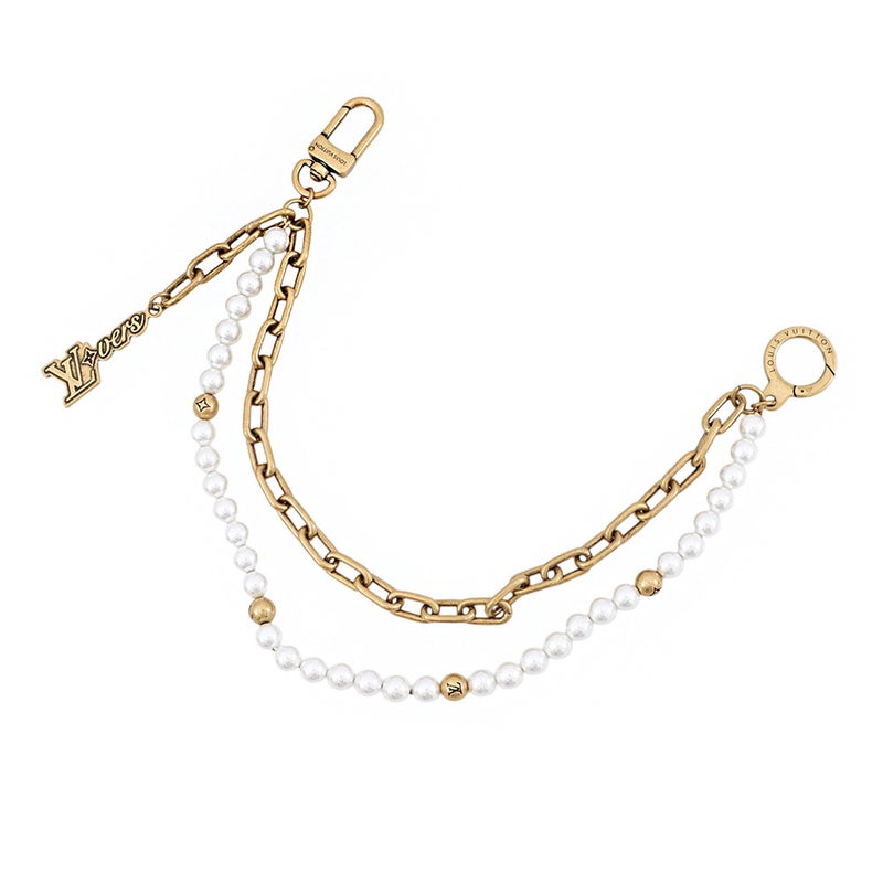 ルイヴィトン バッグチャーム チェーン ベルト パール バッグチャーム メタル フェイクパール M01689 LOUIS VUITTON