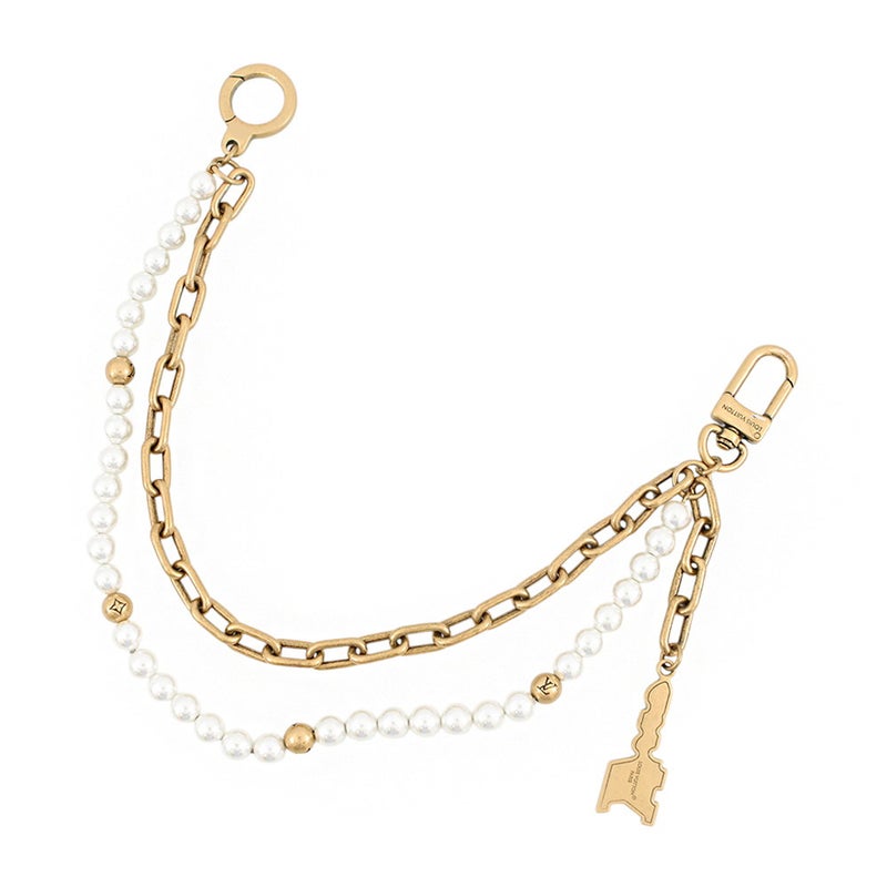 ルイヴィトン バッグチャーム チェーン ベルト パール バッグチャーム メタル フェイクパール M01689 LOUIS VUITTON