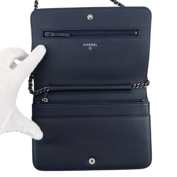 シャネル チェーンウォレット マトラッセ シェブロン ボーイシャネル ラムスキン CHANEL 財布