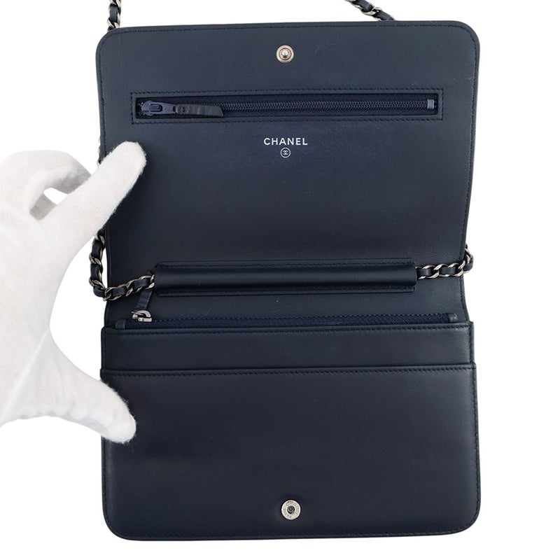 シャネル チェーンウォレット マトラッセ シェブロン ボーイシャネル ラムスキン CHANEL 財布