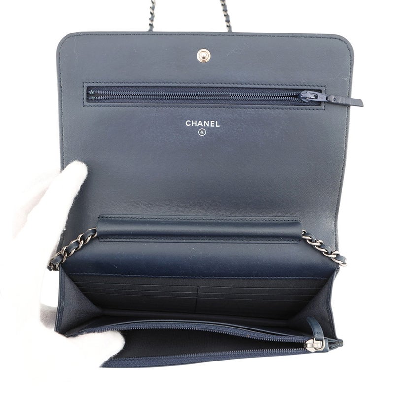 シャネル チェーンウォレット マトラッセ シェブロン ボーイシャネル ラムスキン CHANEL 財布
