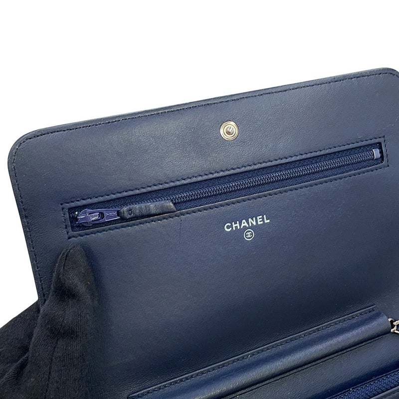 シャネル チェーンウォレット マトラッセ シェブロン ボーイシャネル ラムスキン CHANEL 財布