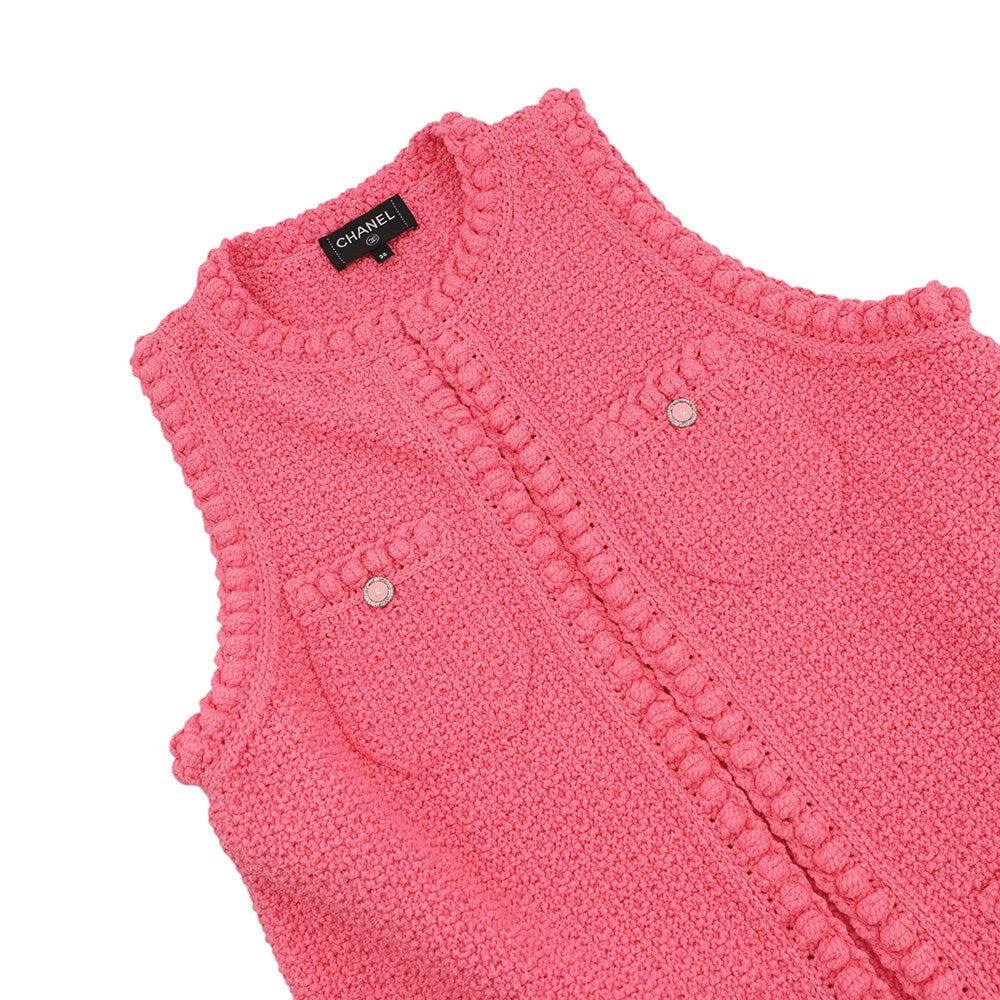 CHANEL シャネル　トップス ココネージュ ベスト36 美品 最終金額 シャネル ベスト ココボタン コットン レディースサイズ36 P72795