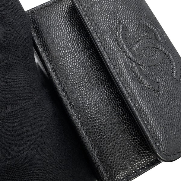 シャネル 三つ折り財布 マトラッセ ココマーク スモール フラップ ウォレット キャビアスキン AP4655 CHANEL 黒