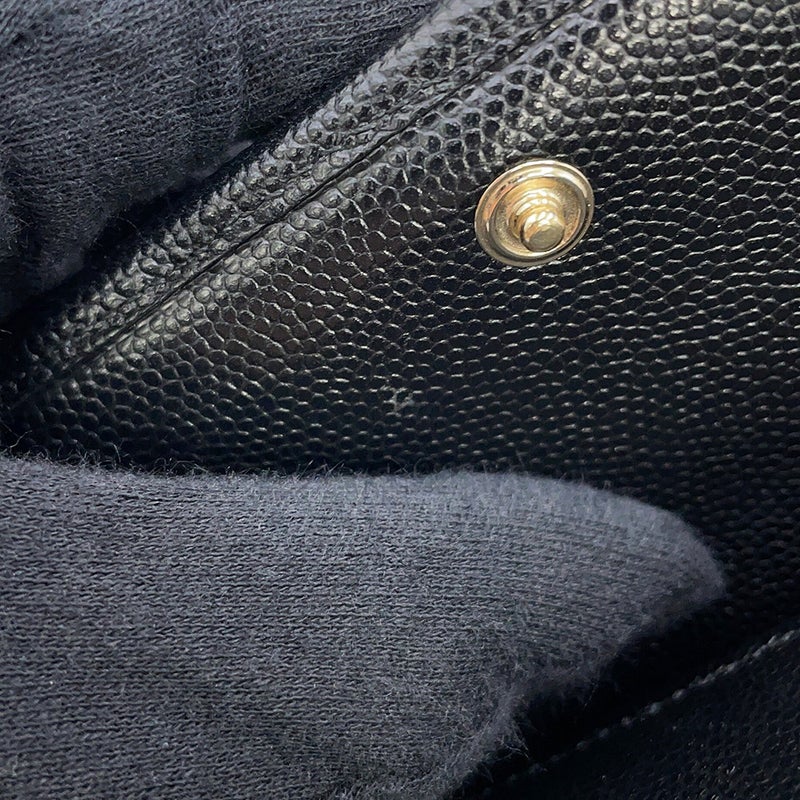 シャネル 三つ折り財布 マトラッセ ココマーク スモール フラップ ウォレット キャビアスキン AP4655 CHANEL 黒