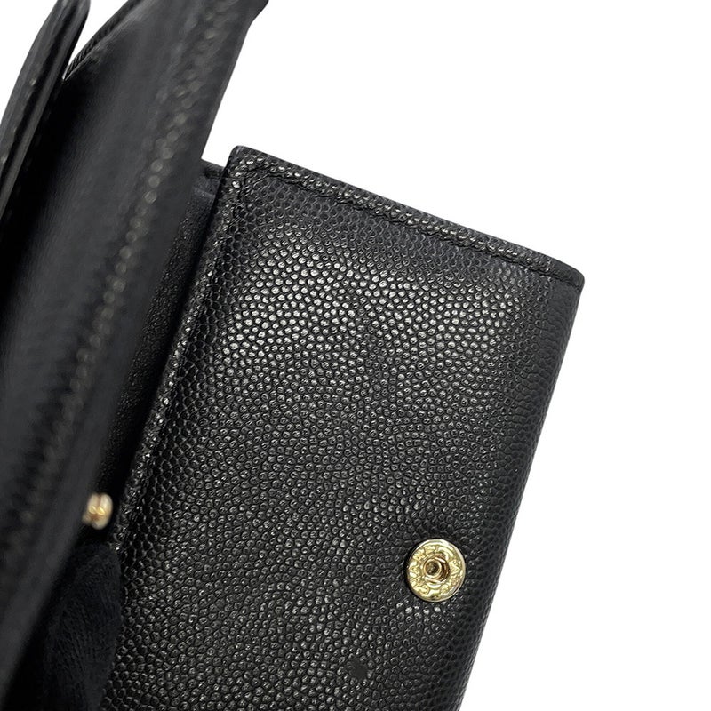 シャネル 三つ折り財布 マトラッセ ココマーク スモール フラップ ウォレット キャビアスキン AP4655 CHANEL 黒
