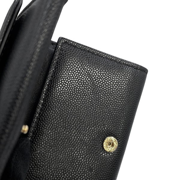 シャネル 三つ折り財布 マトラッセ ココマーク スモール フラップ ウォレット キャビアスキン AP4655 CHANEL 黒