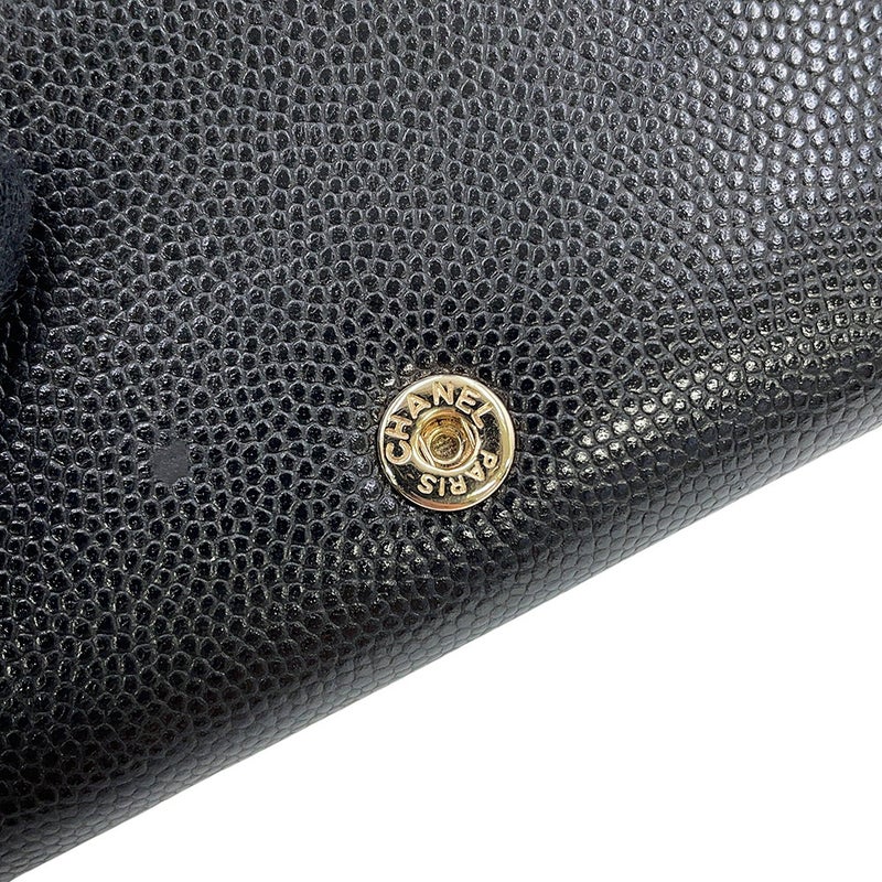 シャネル 三つ折り財布 マトラッセ ココマーク スモール フラップ ウォレット キャビアスキン AP4655 CHANEL 黒