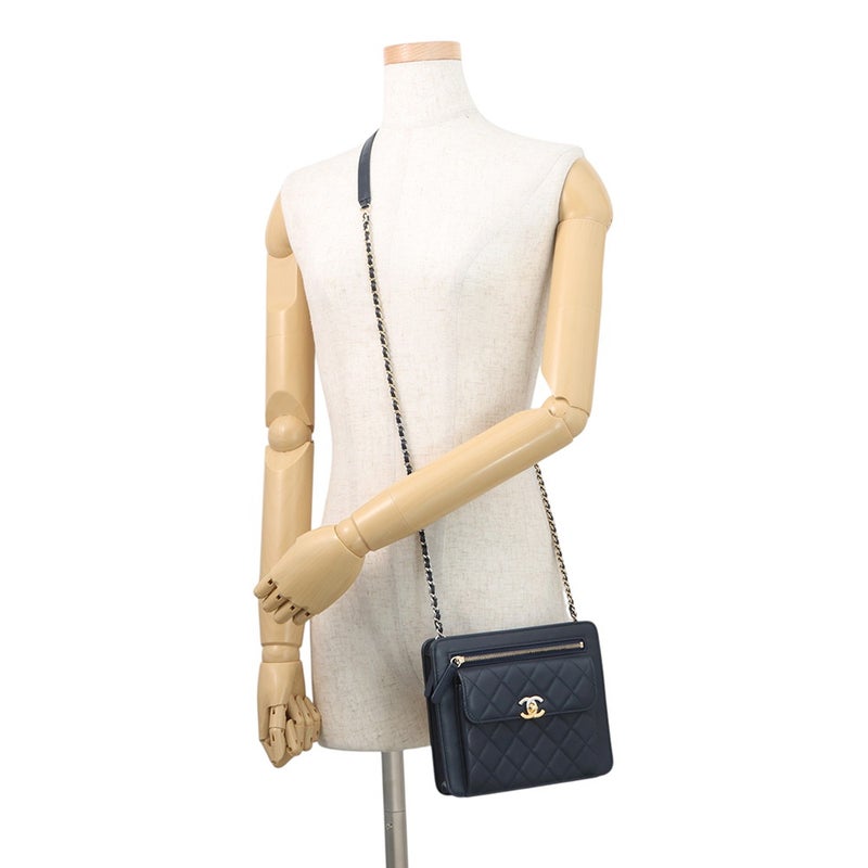 シャネル チェーンショルダーバッグ マトラッセ ココマーク ラムスキン CHANEL ミニバッグ