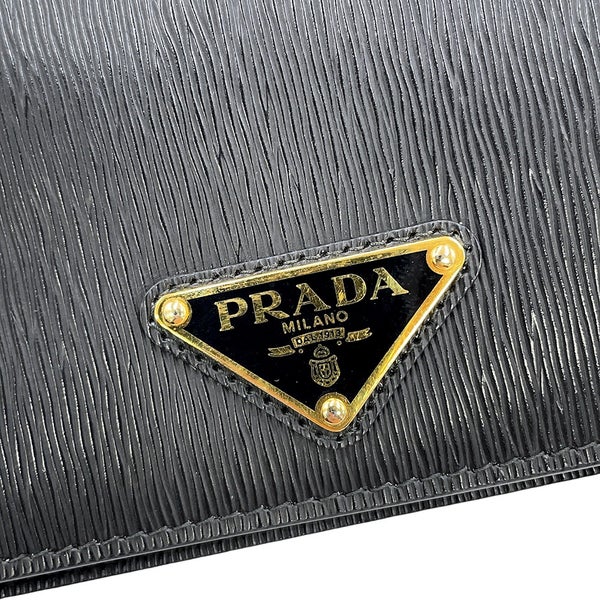 プラダ チェーンウォレット ヴィッテロムーブ トライアングルロゴ ミニ レザー 1BP021 PRADA 財布 黒