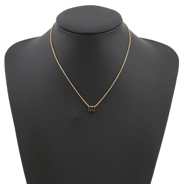 エルメス ネックレス ミニ・ポップアッシュ ブラック/ゴールド金具 HERMES アクセサリー ポップH 黒