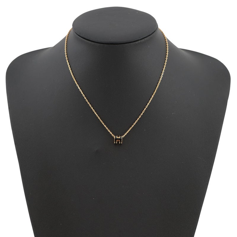 エルメス ネックレス ミニ・ポップアッシュ ブラック/ゴールド金具 HERMES アクセサリー ポップH 黒