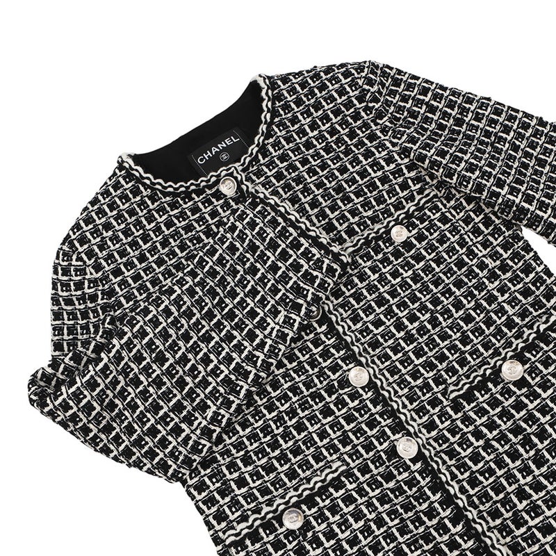 シャネル ジャケット ツイード ココボタン レディースサイズ38 P78909 CHANEL アウター 黒 白