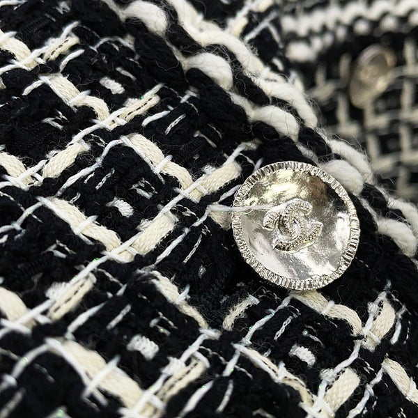 シャネル ジャケット ツイード ココボタン レディースサイズ38 P78909 CHANEL アウター 黒 白