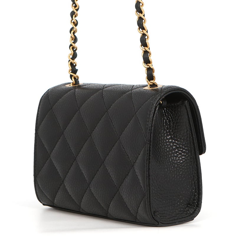 シャネル チェーンショルダーバッグ マトラッセ ココマーク ミニバッグ キャビアスキン AS5981 CHANEL 黒