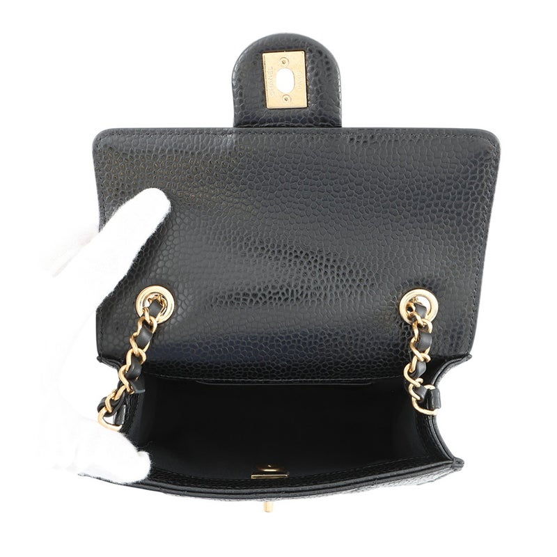 シャネル チェーンショルダーバッグ マトラッセ ココマーク ミニバッグ キャビアスキン AS5981 CHANEL 黒