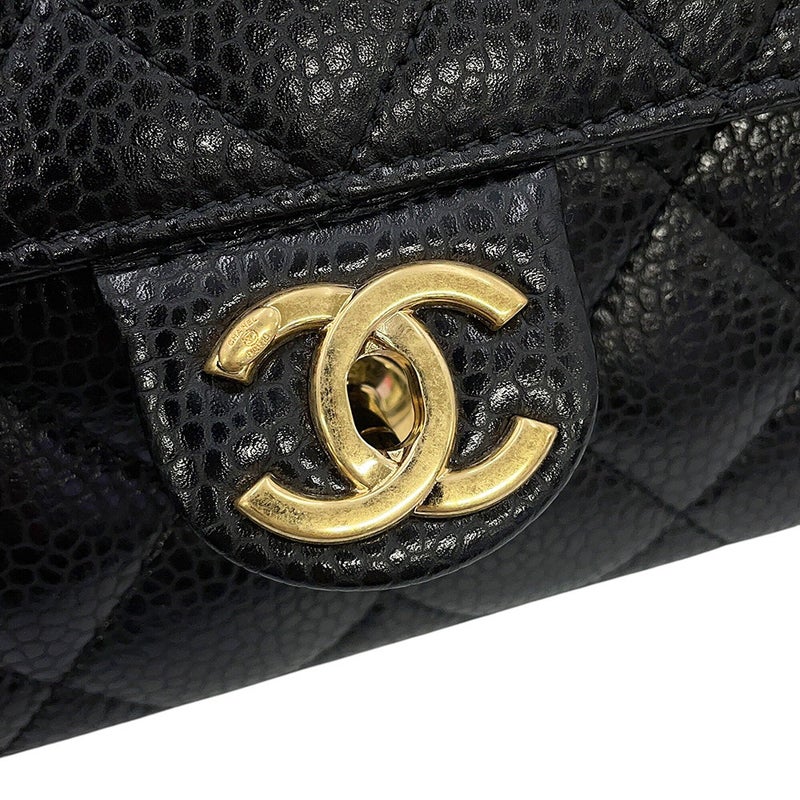 シャネル チェーンショルダーバッグ マトラッセ ココマーク ミニバッグ キャビアスキン AS5981 CHANEL 黒