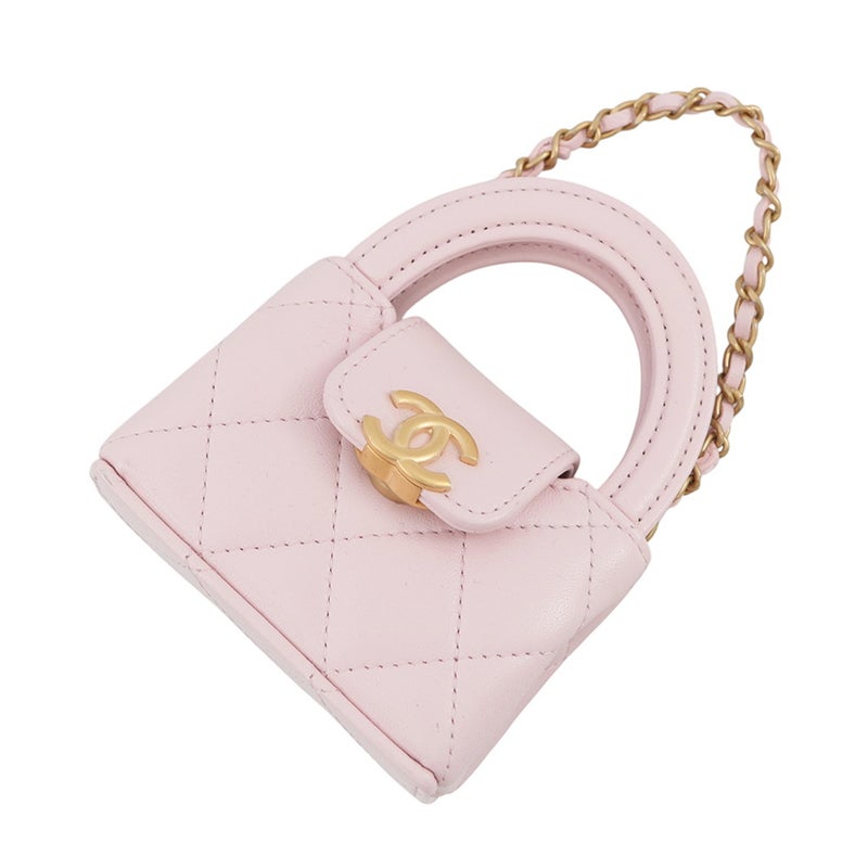 シャネル バッグチャーム ココマーク マトラッセ ミニバッグ チャーム ラムスキン AP4991 CHANEL 小物入れ
