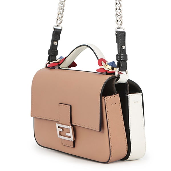 フェンディ ショルダーバッグ ダブル マイクロ フラワーバゲット レザー 8M0371 FENDI 黒 白