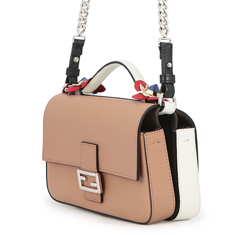 フェンディ ショルダーバッグ ダブル マイクロ フラワーバゲット レザー 8M0371 FENDI 黒 白