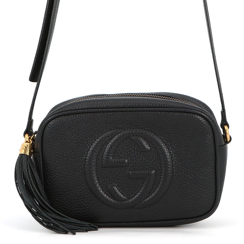 グッチ ショルダーバッグ インターロッキングG ソーホー ディスコバッグ スモール レザー 347994 GUCCI 黒 タッセル