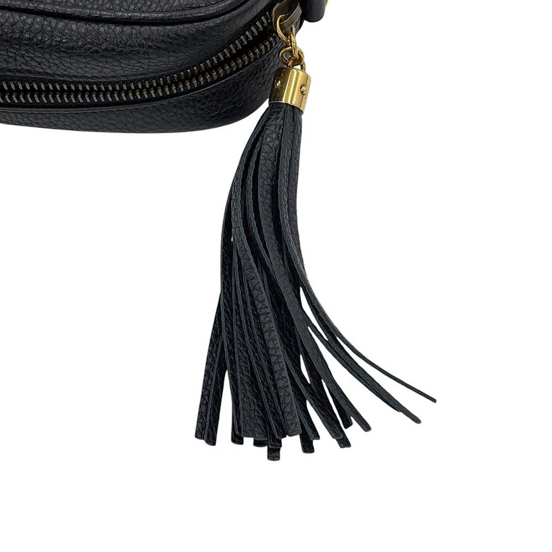 グッチ ショルダーバッグ インターロッキングG ソーホー ディスコバッグ スモール レザー 347994 GUCCI 黒 タッセル