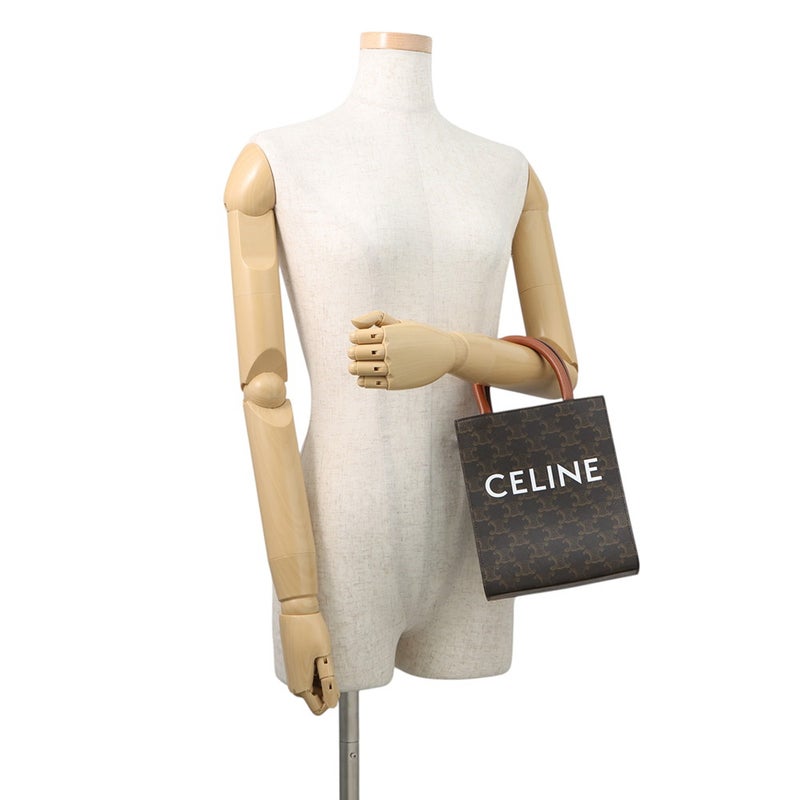 セリーヌ ハンドバッグ トリオンフ ミニ バーティカル カバ PVC/レザー 194372 CELINE 2wayショルダーバッグ ブラウン