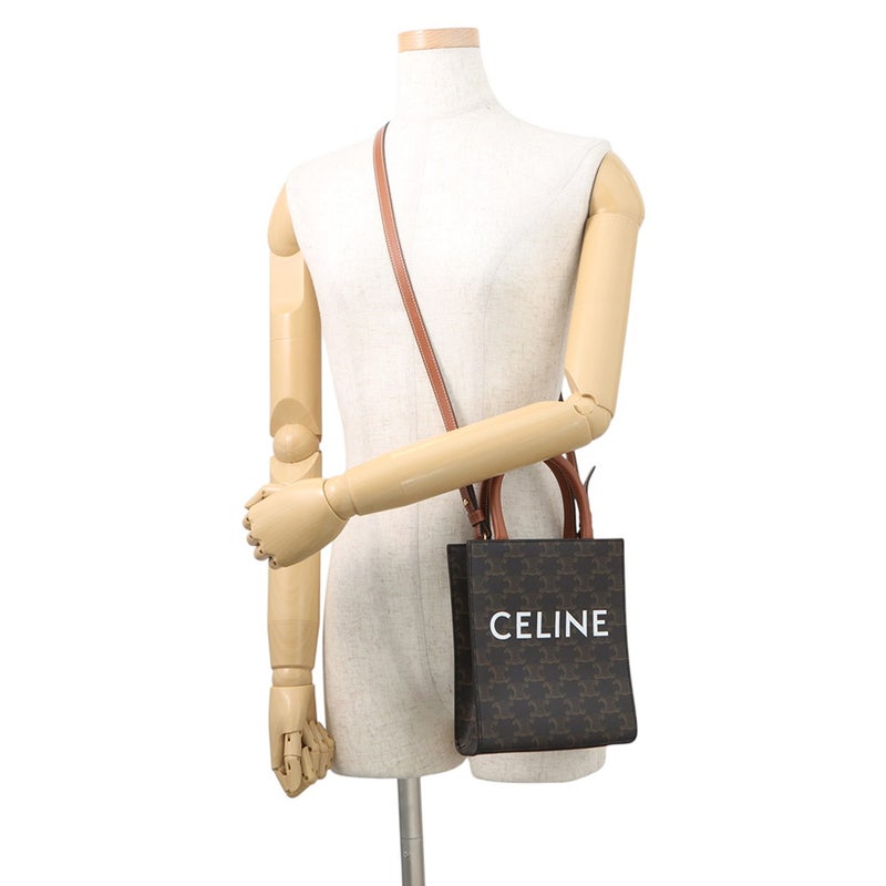 セリーヌ ハンドバッグ トリオンフ ミニ バーティカル カバ PVC/レザー 194372 CELINE 2wayショルダーバッグ ブラウン