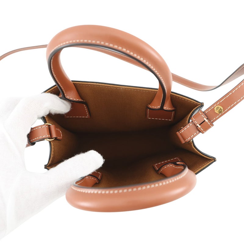 セリーヌ ハンドバッグ トリオンフ ミニ バーティカル カバ PVC/レザー 194372 CELINE 2wayショルダーバッグ ブラウン