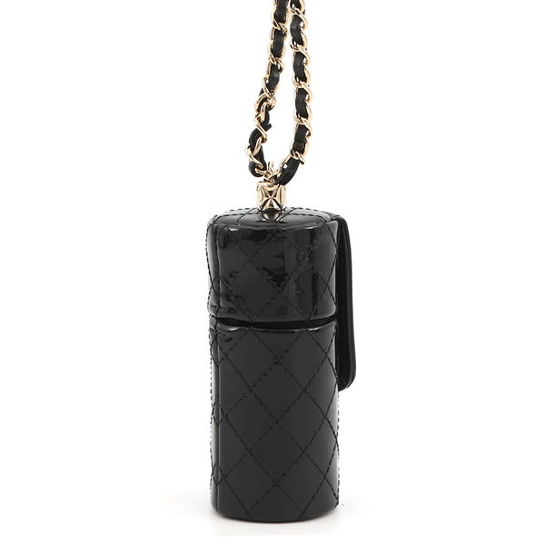 シャネル リップケース マトラッセ チェーンストラップ付 パテントレザー AP1572 CHANEL 黒
