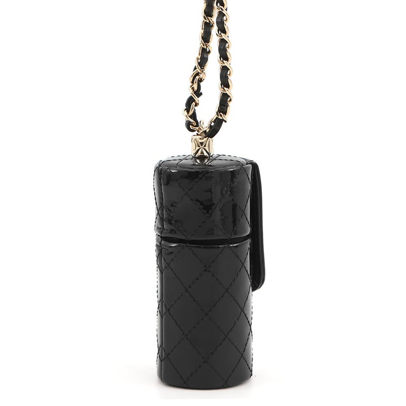 シャネル リップケース マトラッセ チェーンストラップ付 パテントレザー AP1572 CHANEL 黒