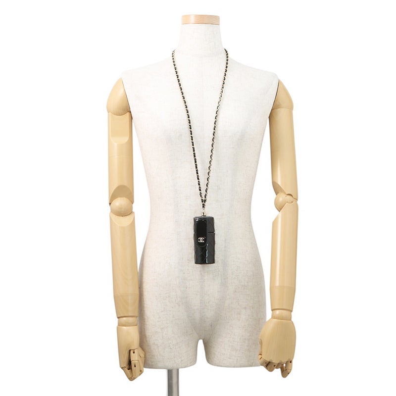 シャネル リップケース マトラッセ チェーンストラップ付 パテントレザー AP1572 CHANEL 黒