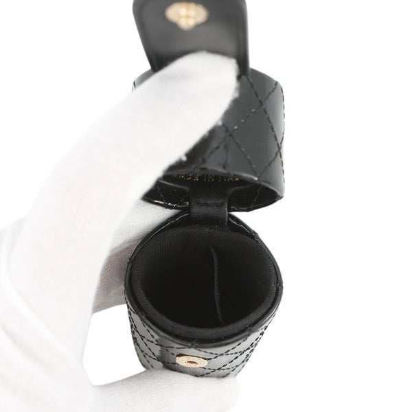 シャネル リップケース マトラッセ チェーンストラップ付 パテントレザー AP1572 CHANEL 黒