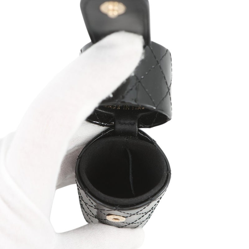 シャネル リップケース マトラッセ チェーンストラップ付 パテントレザー AP1572 CHANEL 黒