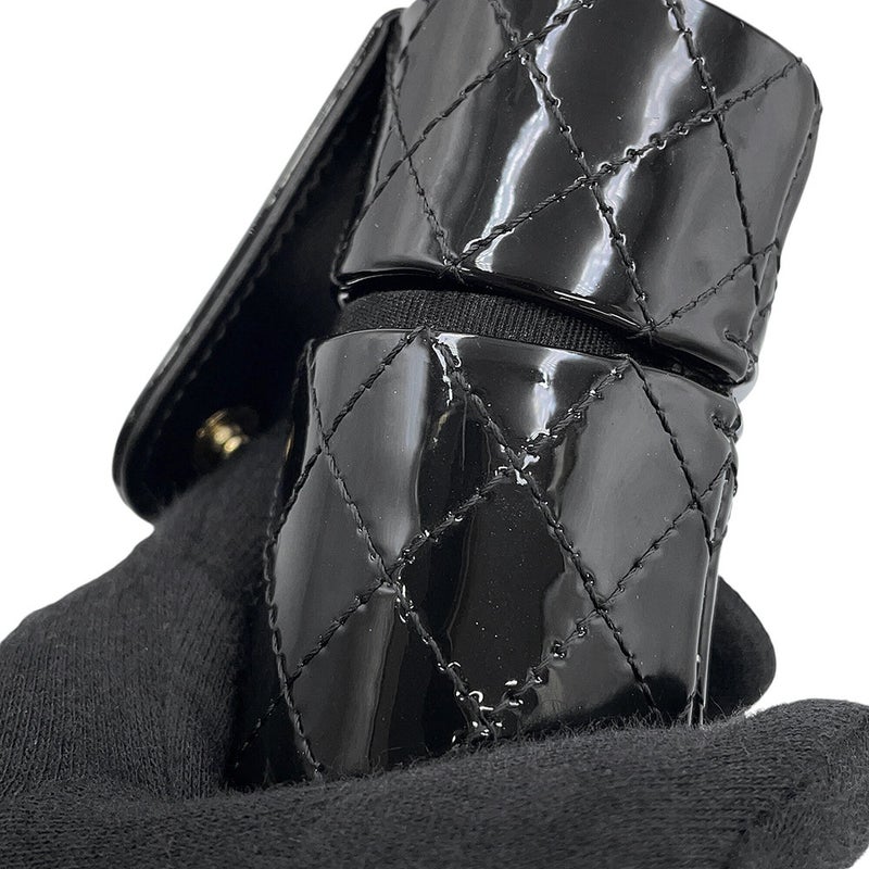 シャネル リップケース マトラッセ チェーンストラップ付 パテントレザー AP1572 CHANEL 黒