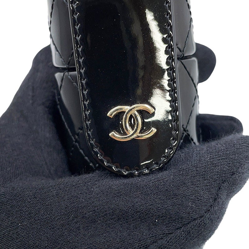 シャネル リップケース マトラッセ チェーンストラップ付 パテントレザー AP1572 CHANEL 黒