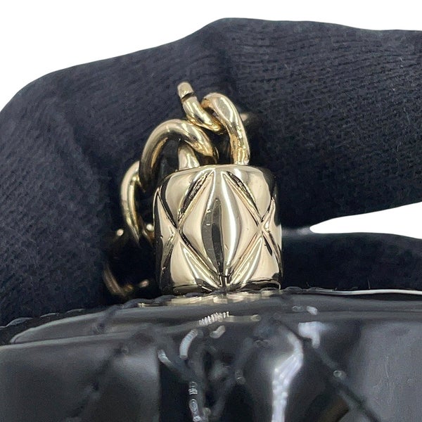 シャネル リップケース マトラッセ チェーンストラップ付 パテントレザー AP1572 CHANEL 黒