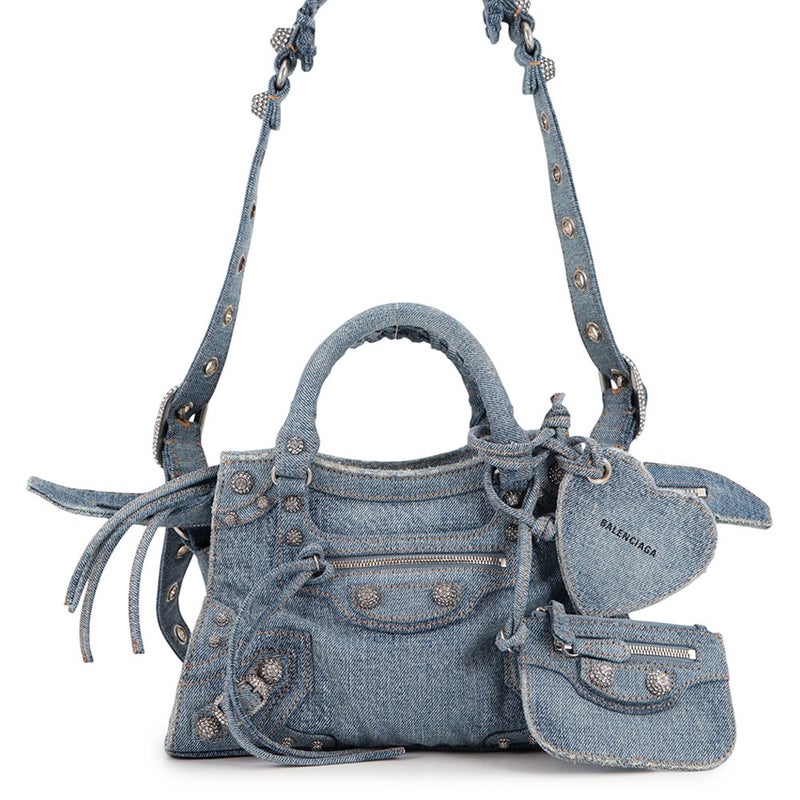 バレンシアガ ハンドバッグ ネオ・カゴールXS デニム ラインストーン 700940 BALENCIAGA 2way