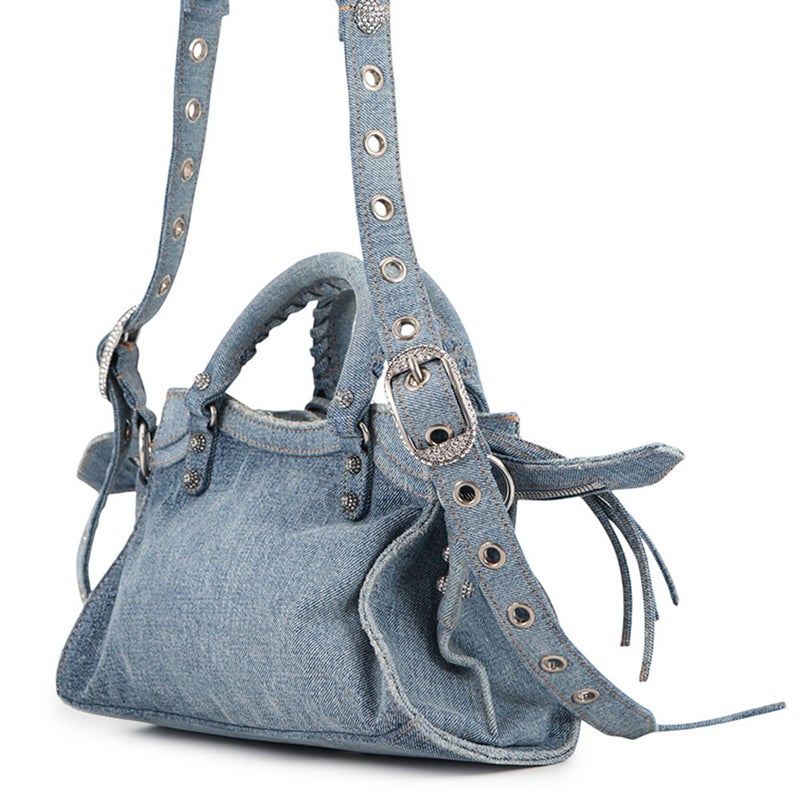 バレンシアガ ハンドバッグ ネオ・カゴールXS デニム ラインストーン 700940 BALENCIAGA 2way