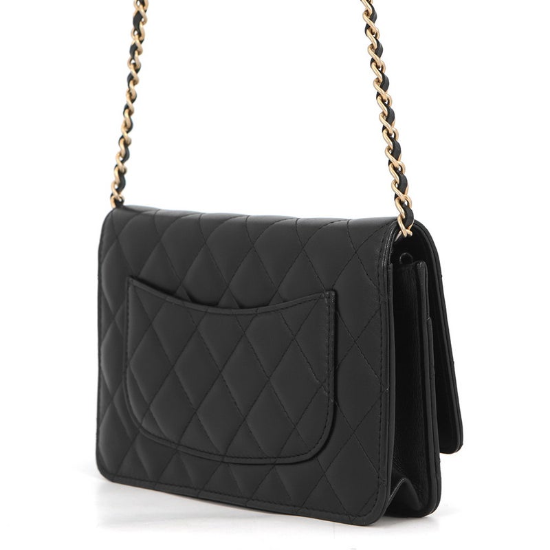 シャネル チェーンウォレット マトラッセ ココマーク エジプトチャーム ラムスキン CHANEL 財布 黒