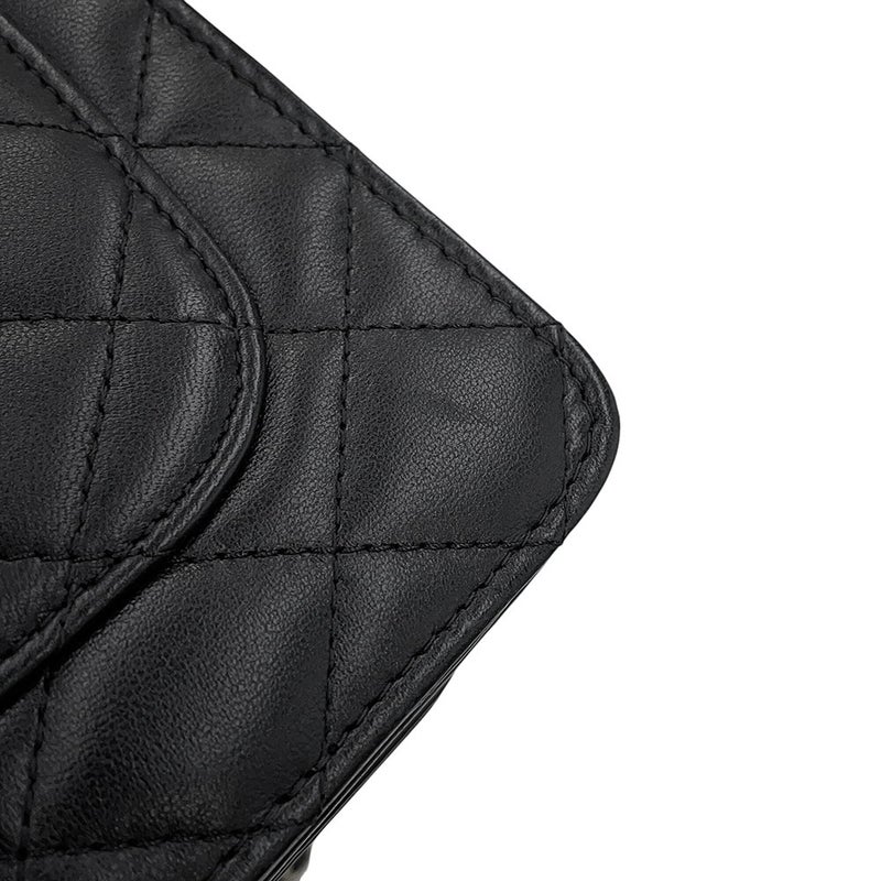 シャネル チェーンウォレット マトラッセ ココマーク エジプトチャーム ラムスキン CHANEL 財布 黒