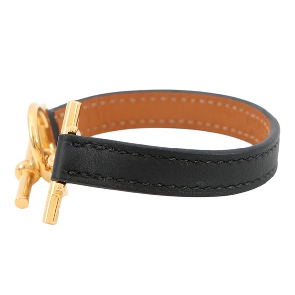 エルメス ブレスレット クロワジエール  ブラック/ゴールド金具 スイフト W刻印 サイズT3 HERMES アクセサリー 黒