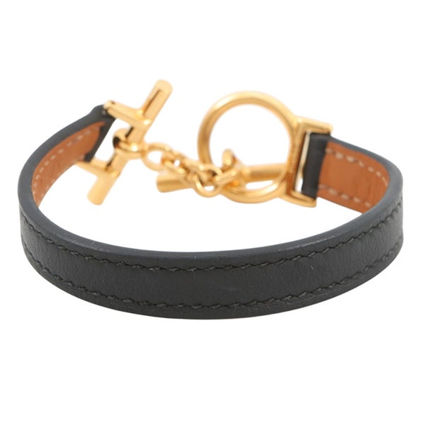 エルメス ブレスレット クロワジエール  ブラック/ゴールド金具 スイフト W刻印 サイズT3 HERMES アクセサリー 黒