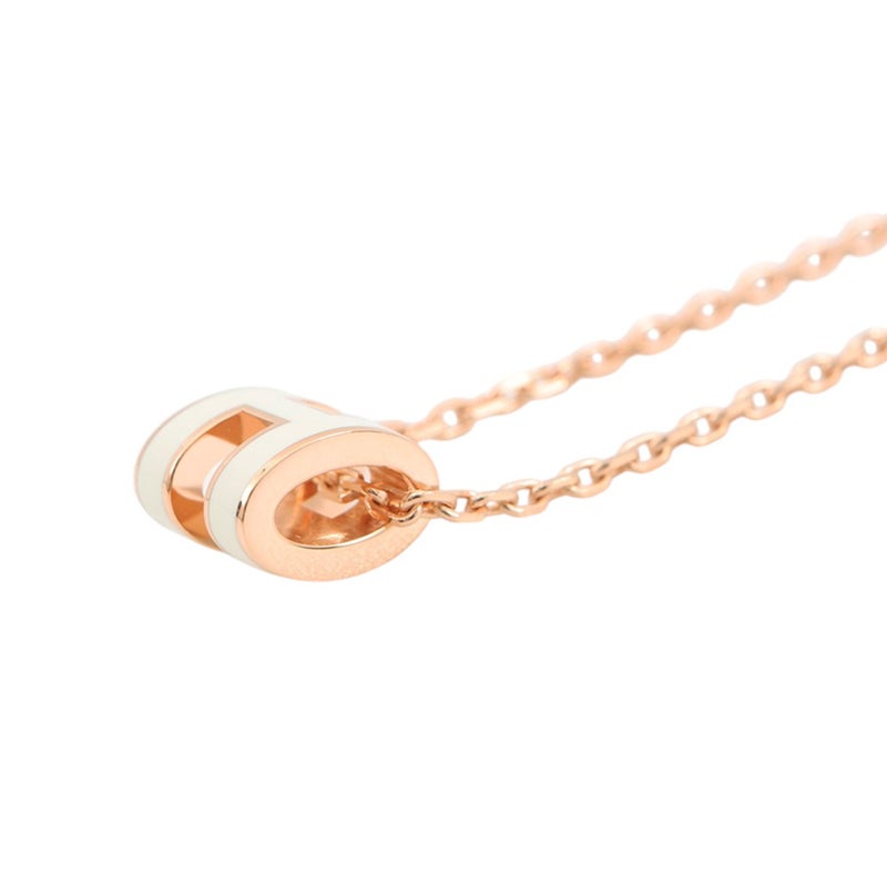 エルメス ネックレス ミニ・ポップアッシュ ホワイト/ピンクゴールド金具 HERMES アクセサリー 白