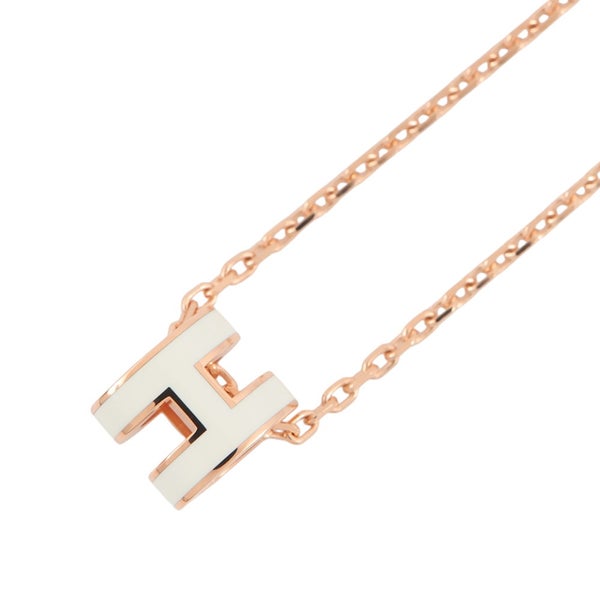 エルメス ネックレス ミニ・ポップアッシュ ホワイト/ピンクゴールド金具 HERMES アクセサリー 白