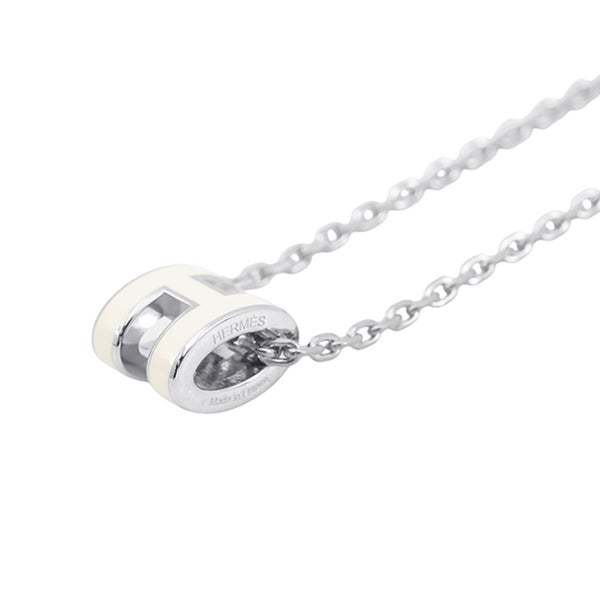 エルメス ネックレス ミニ・ポップアッシュ ホワイト/シルバー金具 HERMES アクセサリー 白