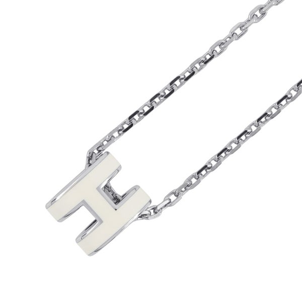 エルメス ネックレス ミニ・ポップアッシュ ホワイト/シルバー金具 HERMES アクセサリー 白