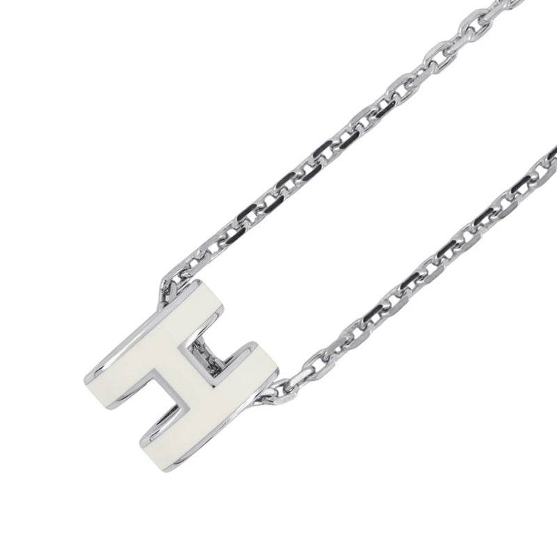 エルメス ネックレス ミニ・ポップアッシュ ホワイト/シルバー金具 HERMES アクセサリー 白