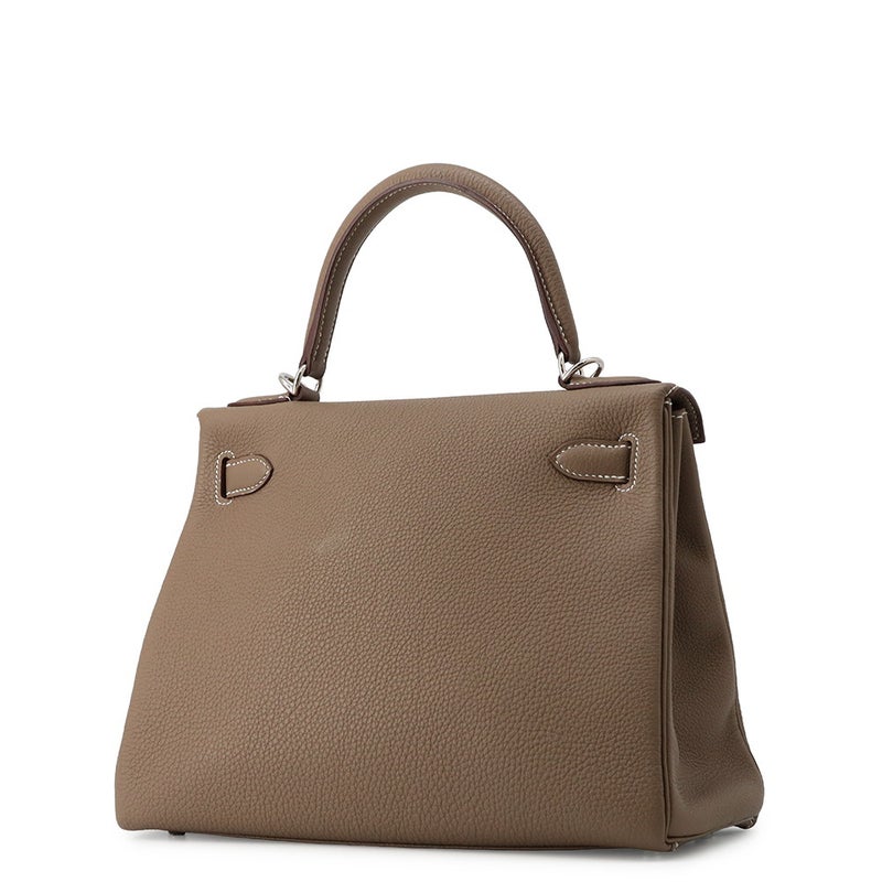 エルメス ハンドバッグ ケリー28 内縫い エトゥープ/シルバー金具 トゴ B刻印 HERMES Kelly 2wayバッグ